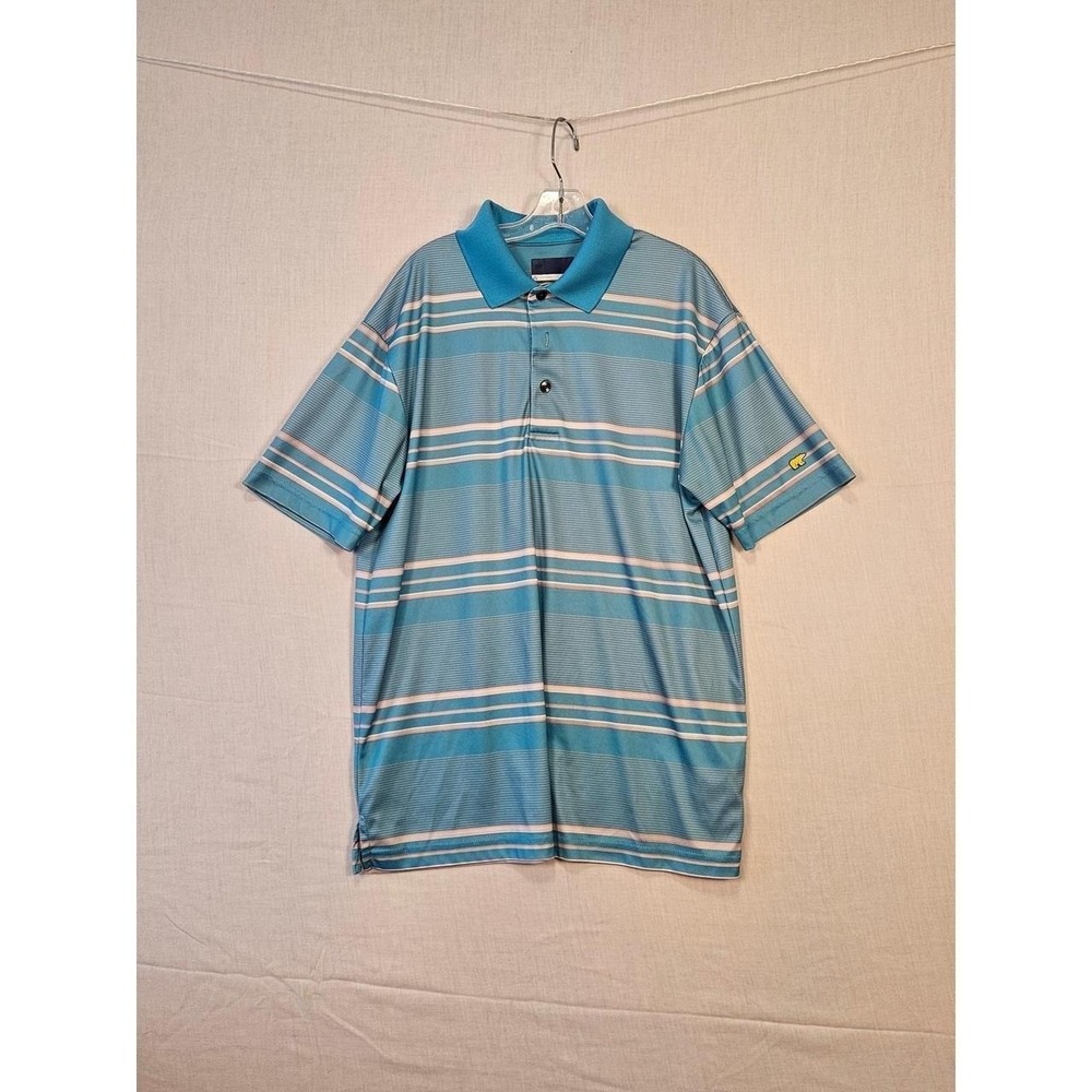 Jack Nicklaus Mens StayDri Striped Golf Polo Shirt Blue White Size Medium